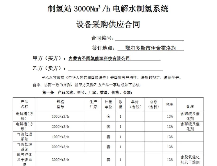 鄂尔多斯市伊金霍洛旗圣圆能源风光制氢加氢一体化项目50MW光伏及14000Nm³/h制氢项目