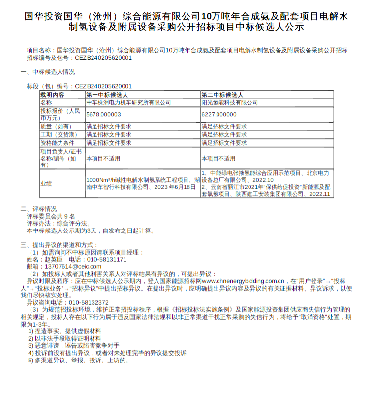 国华投资国华（沧州）综合能源有限公司10万吨年合成氨及配套项目